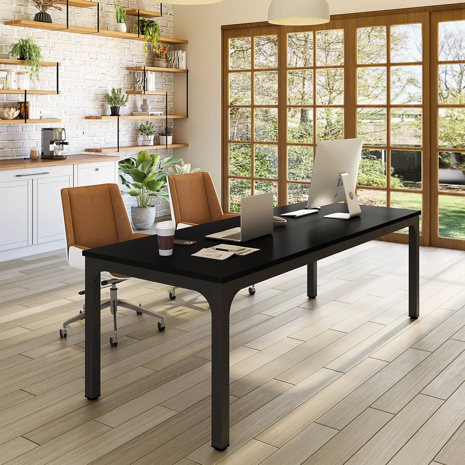 Rectangle Executive Desk, 78.7" Computer Desk 6FT Conference Table - Image 9