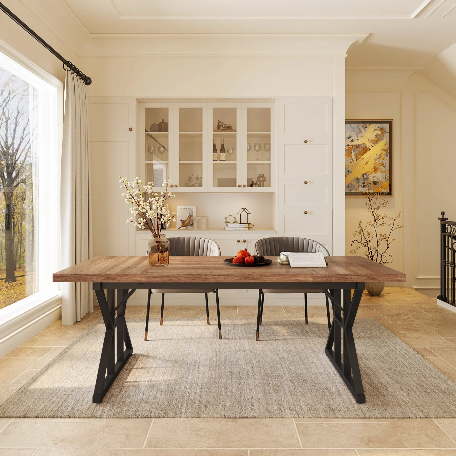 Wood Dining Table, Farmhouse 70.8" Kitchen Table for 6 People - Image 17