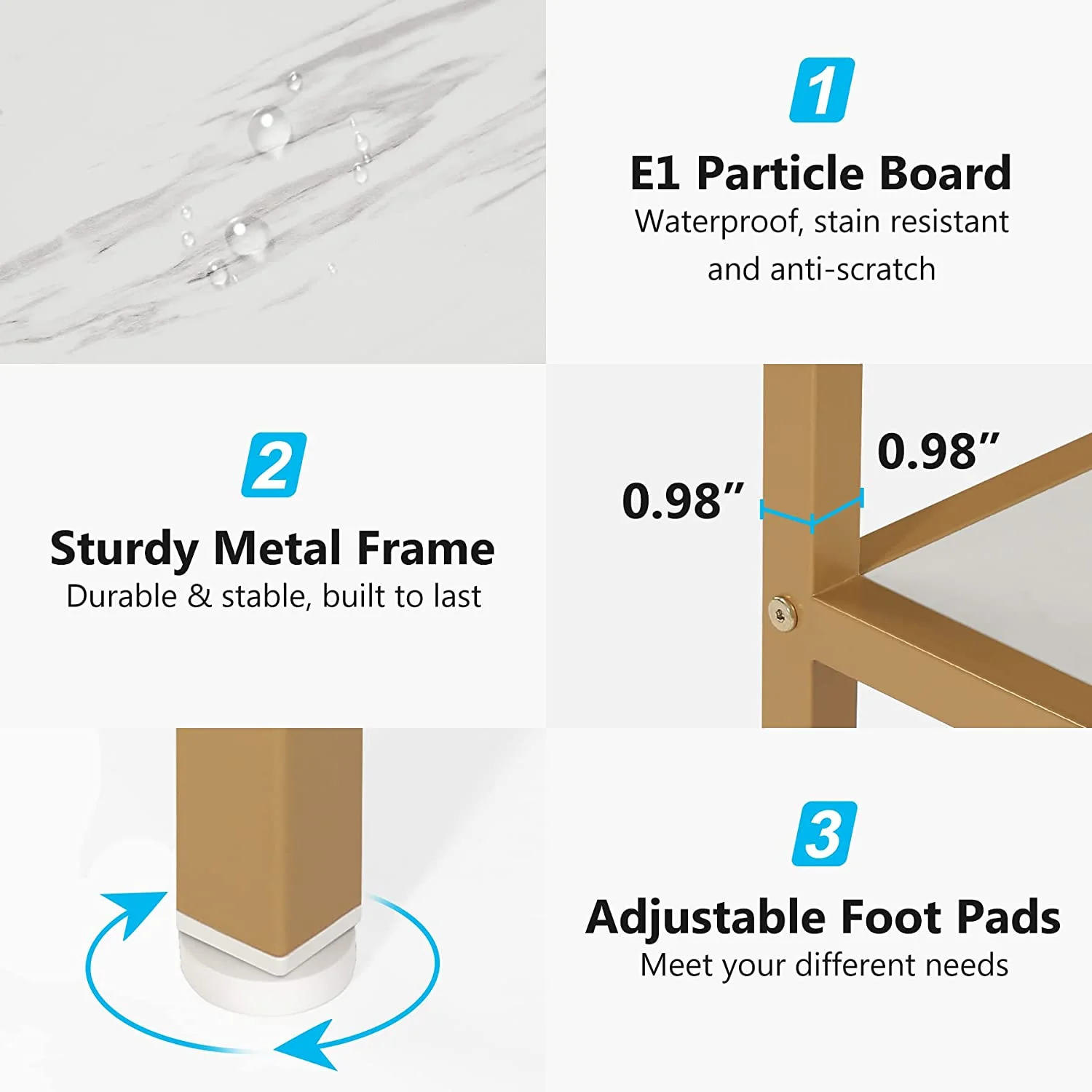 70.9" Console Table, Faux Marble Entryway Table with 2 Tier Storage Shelf - Image 6