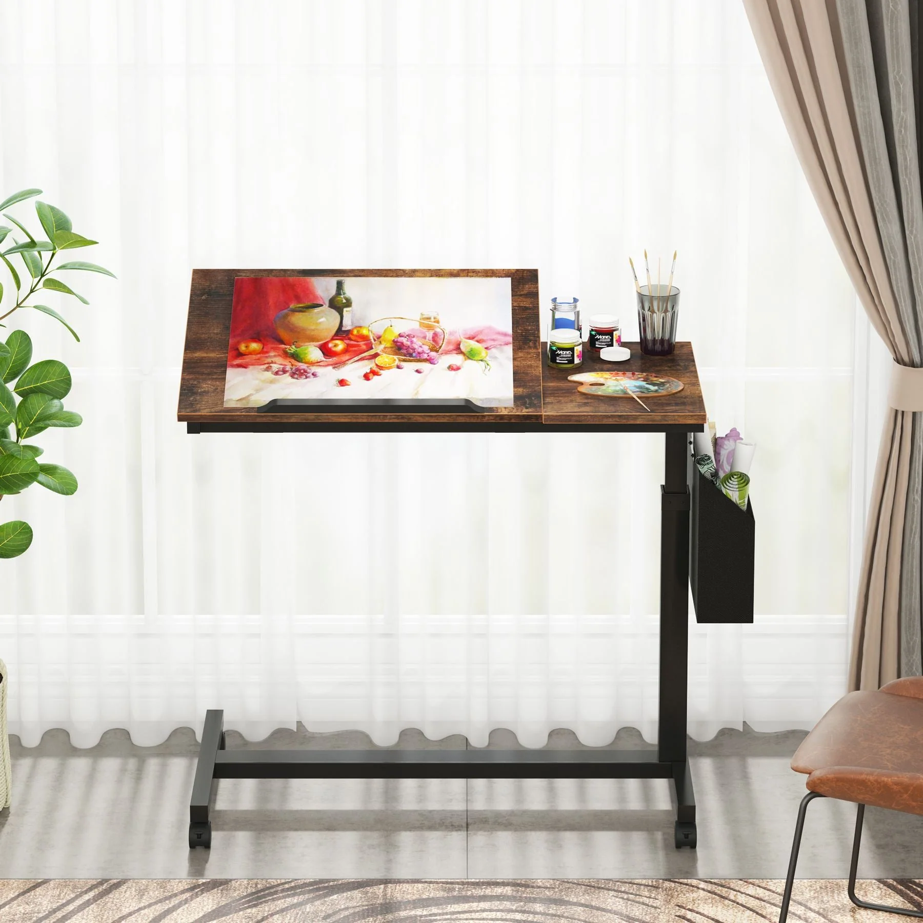 Mobile C Table, Height Adjustable End Table Sofa Snack Table - Image 6