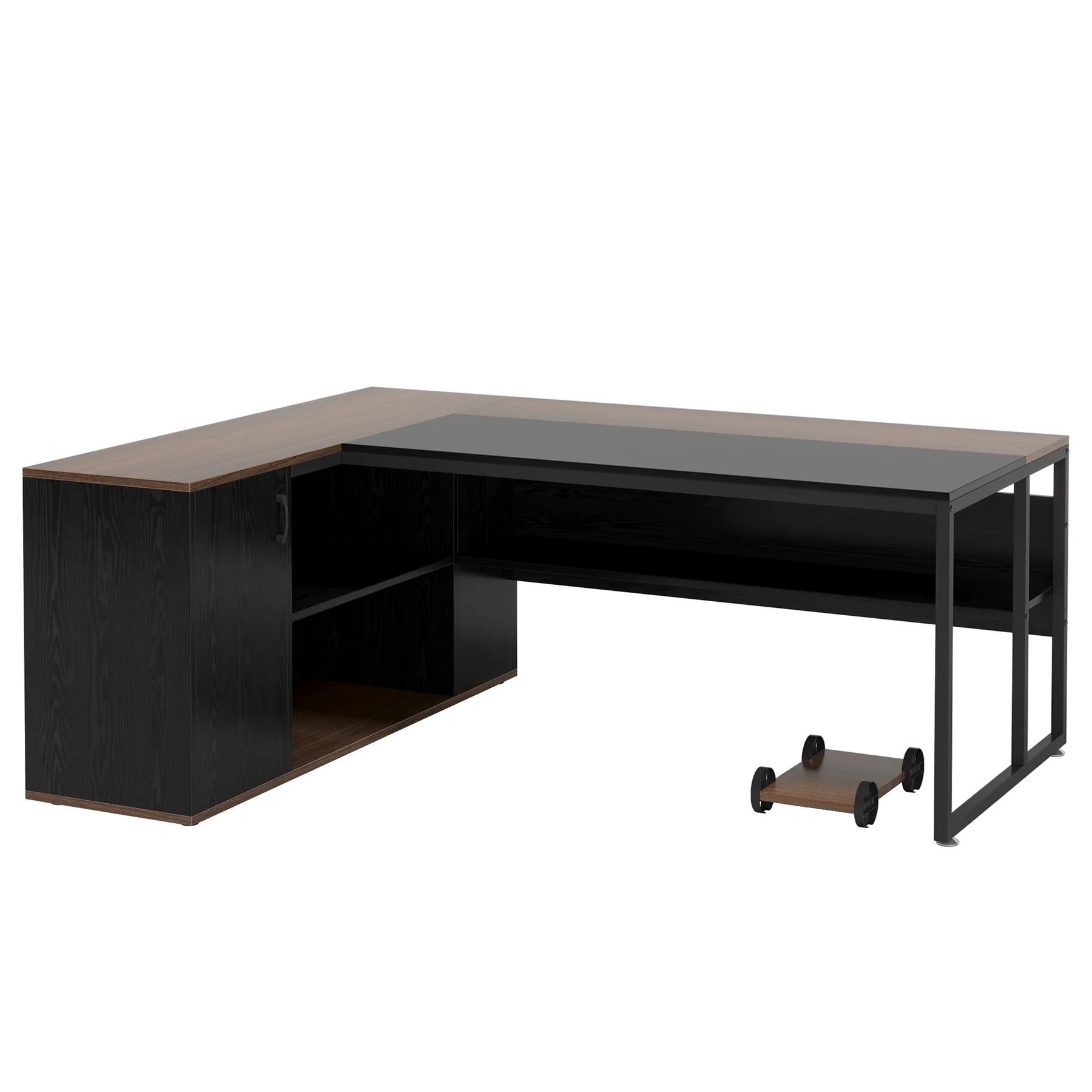Large L-Shaped Desk, 71 inch Executive Desk with Shelves & Cabinet - Image 16