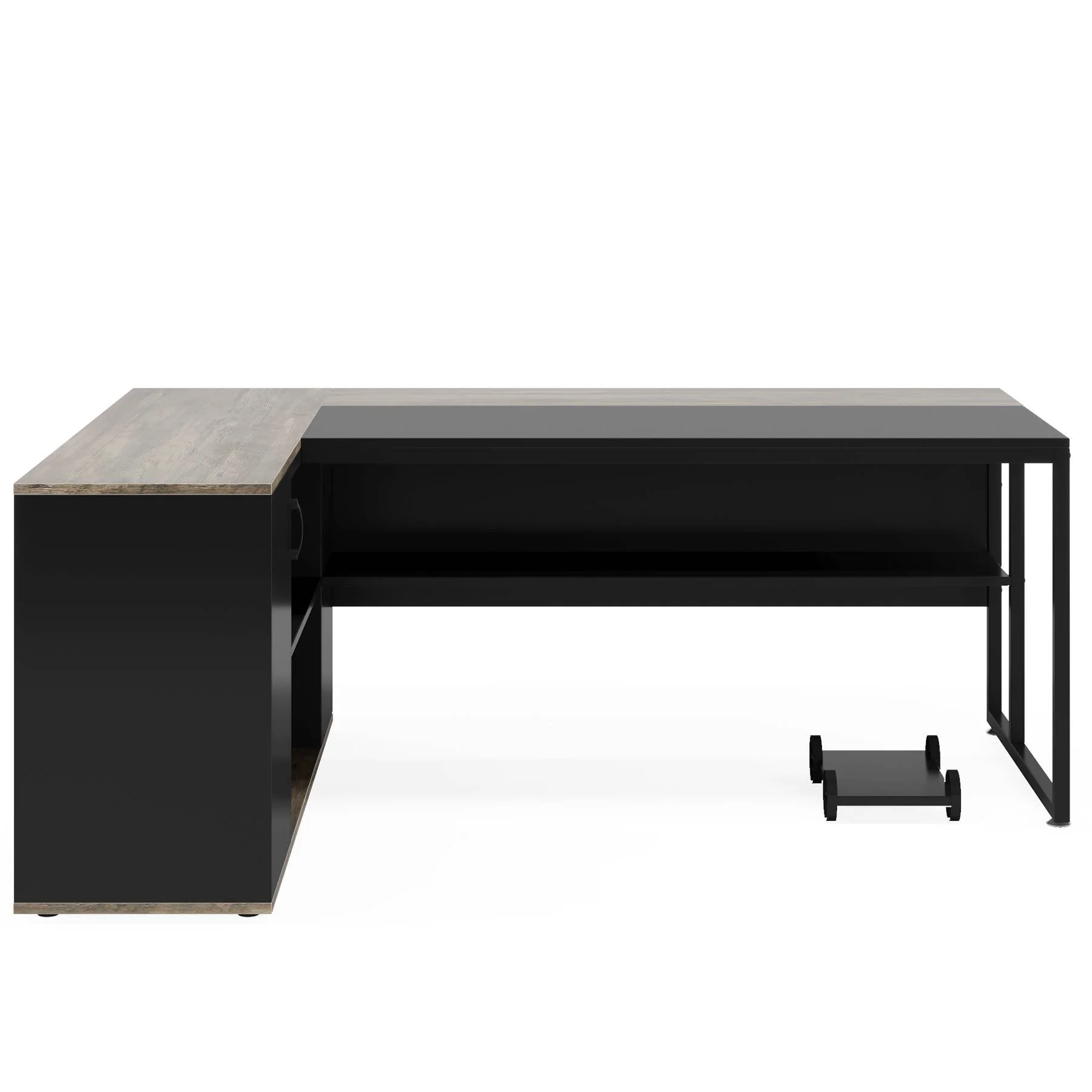 Large L-Shaped Desk, 71 inch Executive Desk with Shelves & Cabinet - Image 6