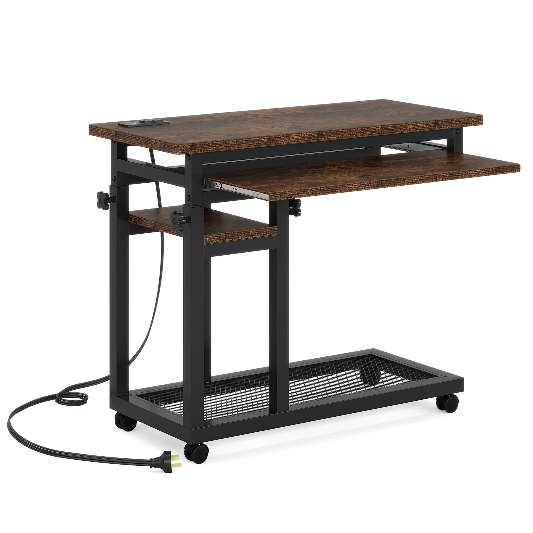 Mobile C Table, Portable Desk Side Table with Power Outlet - Image 13