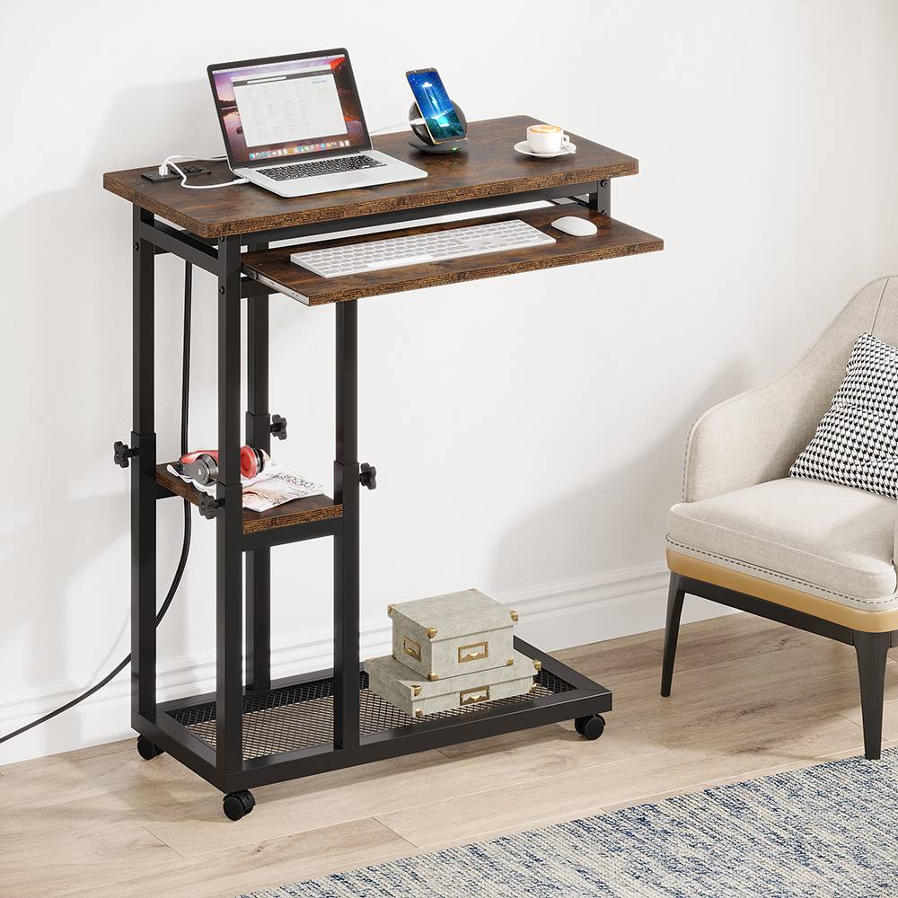 Mobile C Table, Portable Desk Side Table with Power Outlet - Image 4