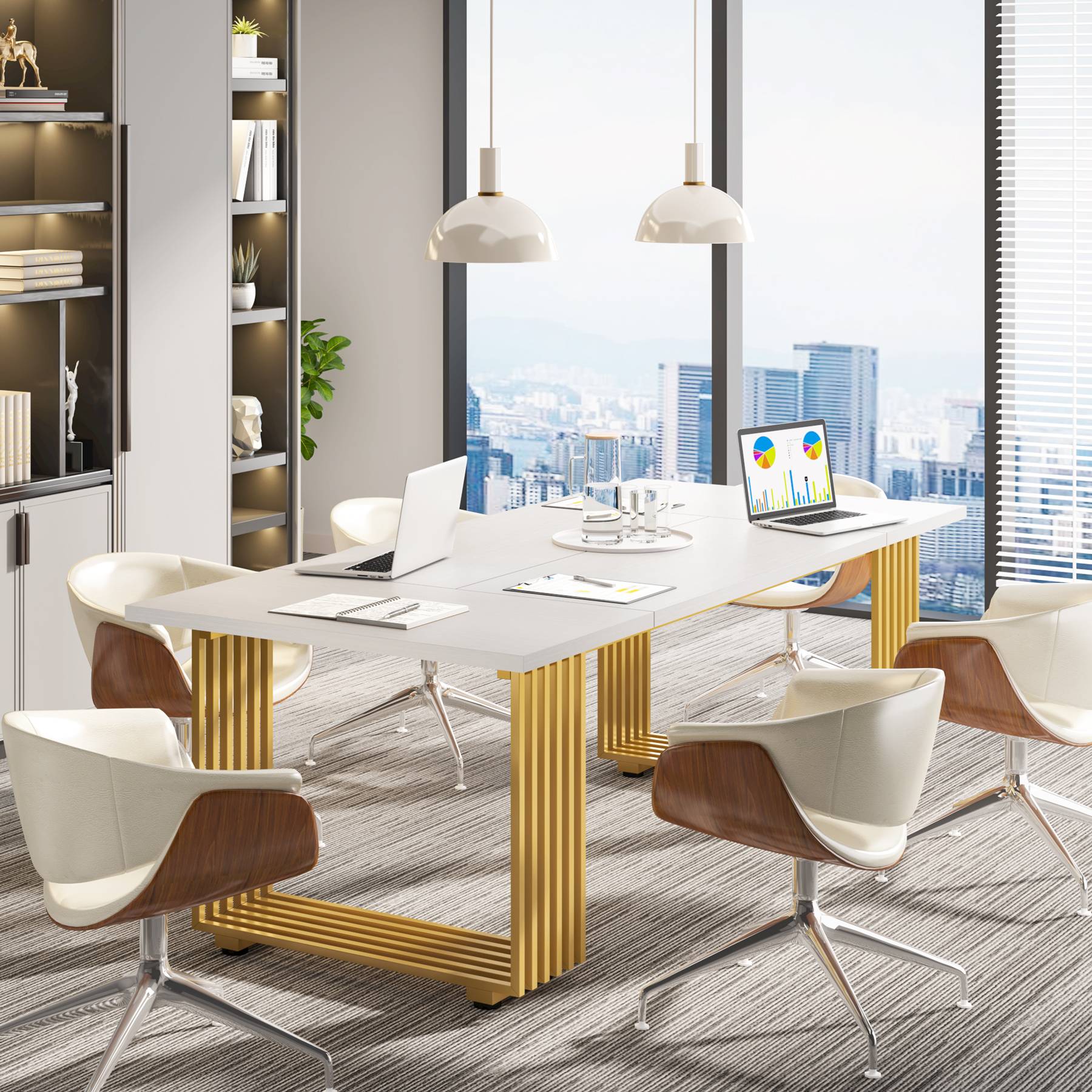 70.9" Executive Desk, Modern Office Computer Desk Conference Table - Image 5