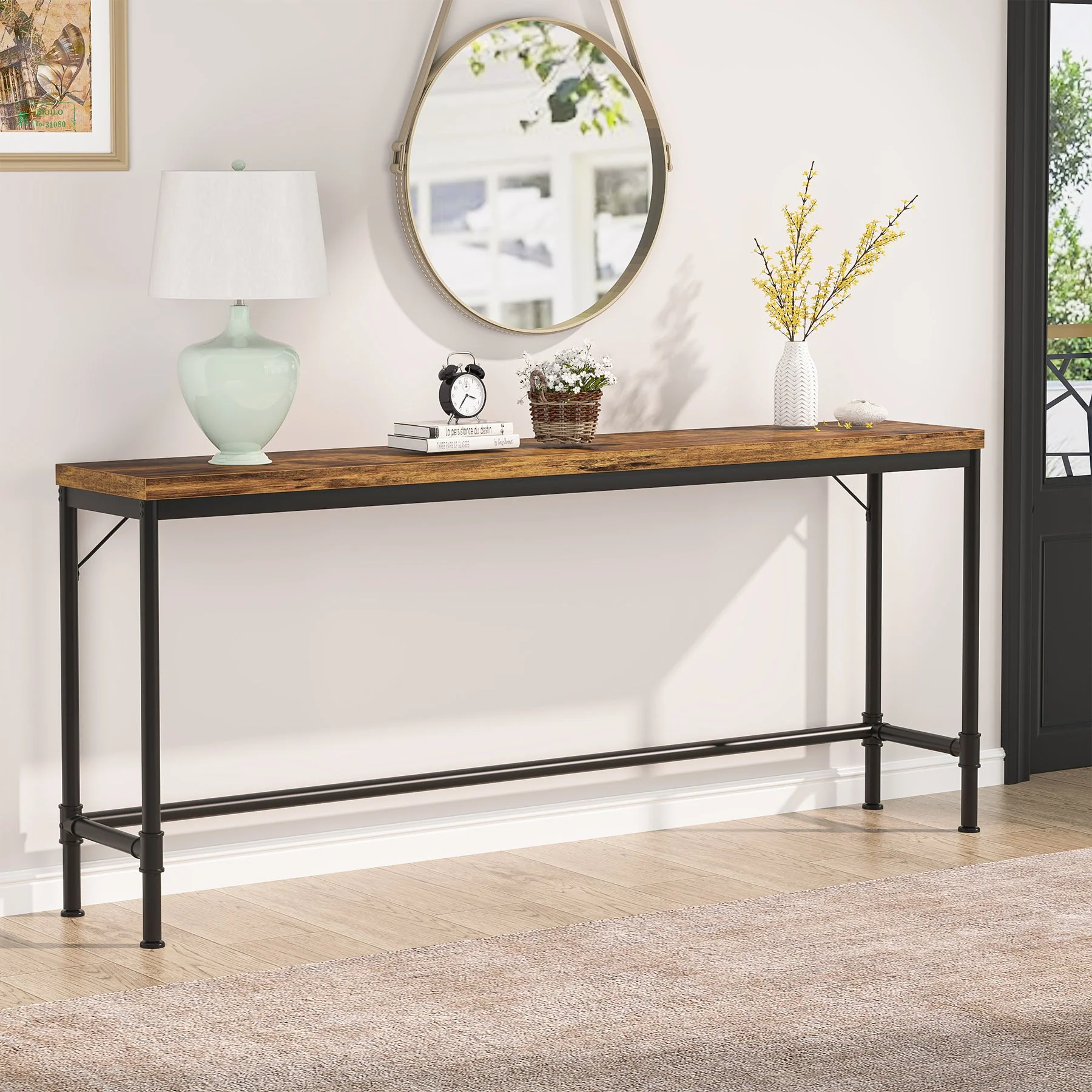 Narrow Console Table, 70.9" Extra Long Sofa Table Industrial Hallway Table - Image 5