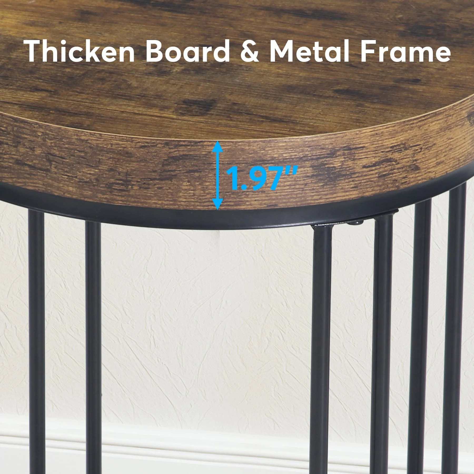 Round End Table, Small Accent Side Table with Metal Frame - Image 7