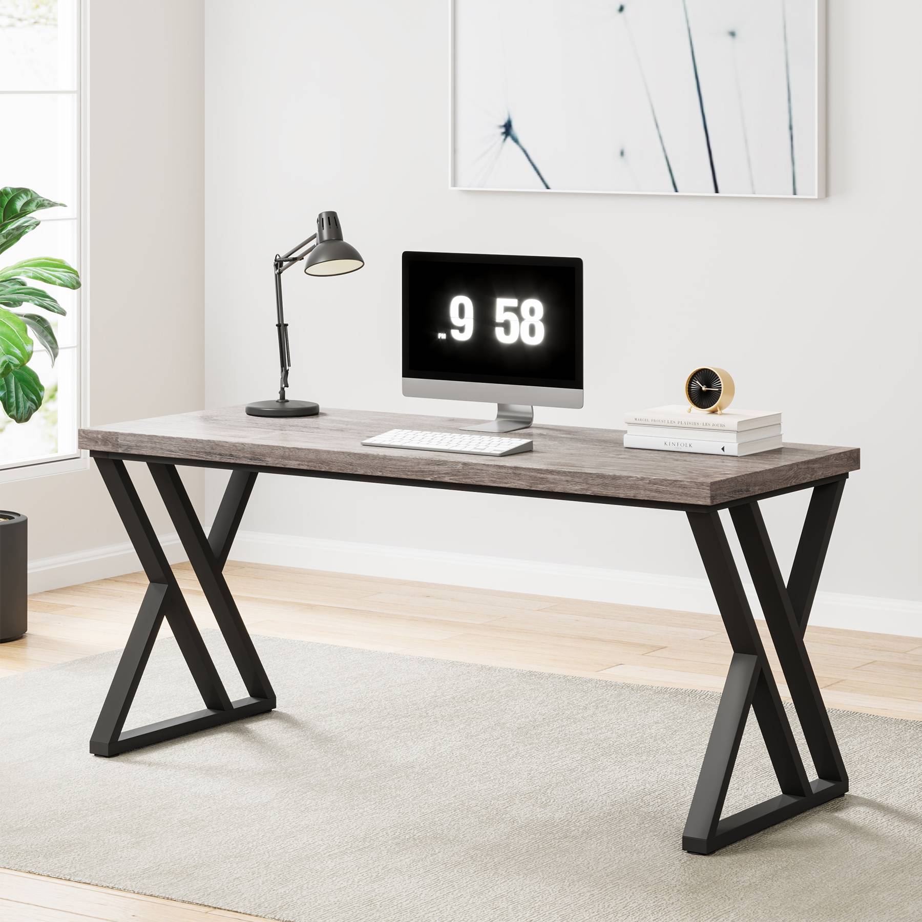 Heavy-Duty Computer Desk, 55" Simple Study Desk Writing Table - Image 10
