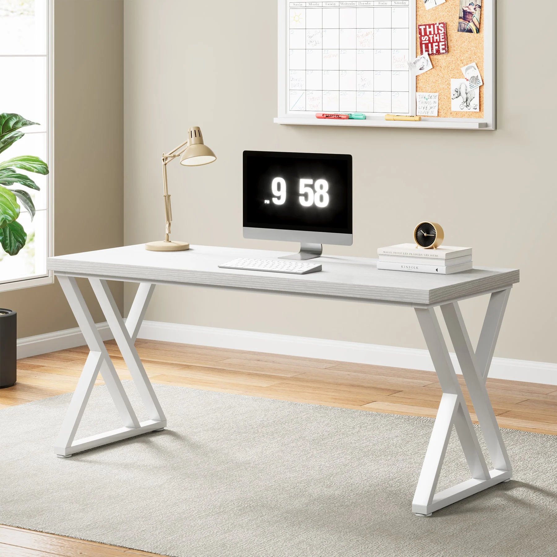 Heavy-Duty Computer Desk, 55" Simple Study Desk Writing Table - Image 13