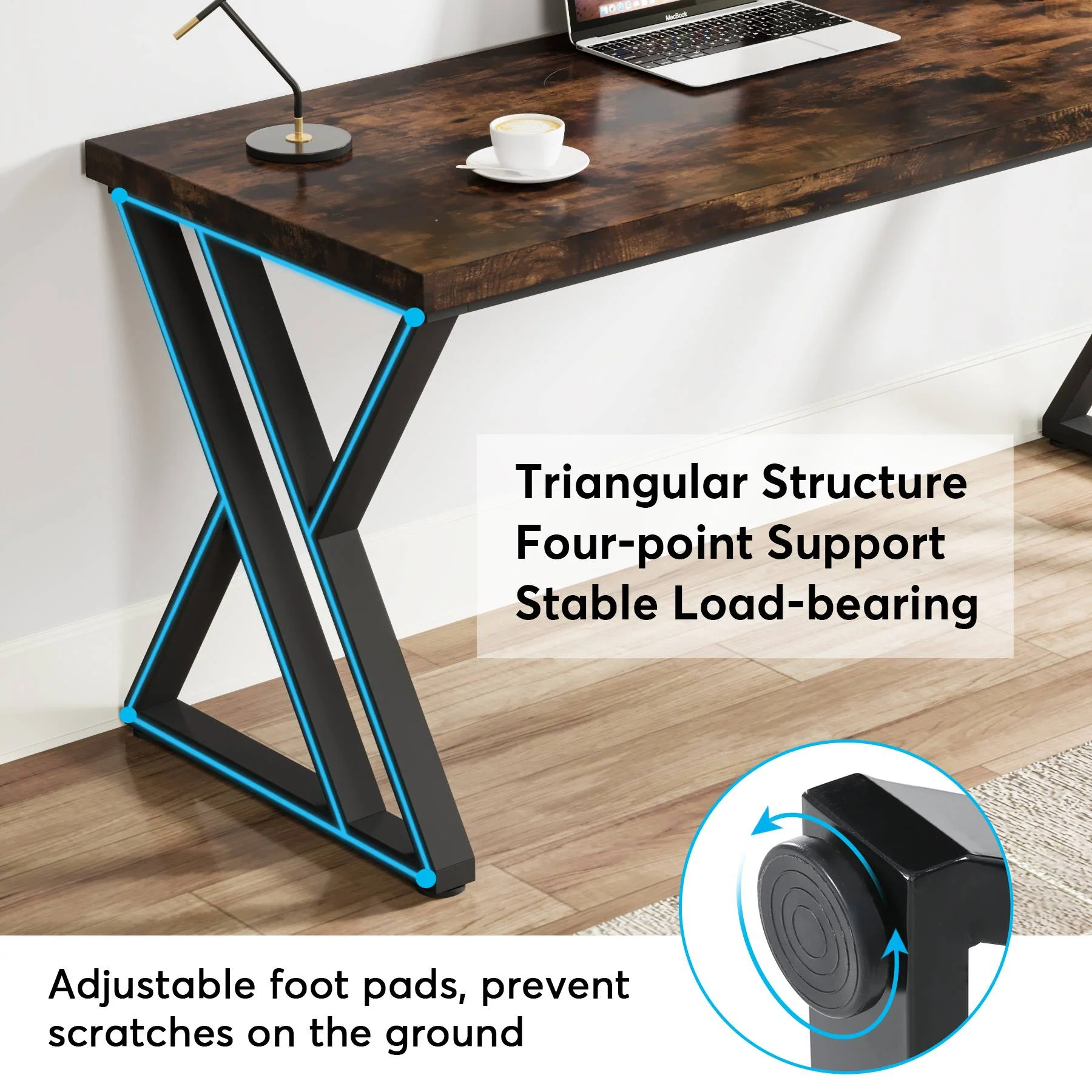 Heavy-Duty Computer Desk, 55" Simple Study Desk Writing Table - Image 7