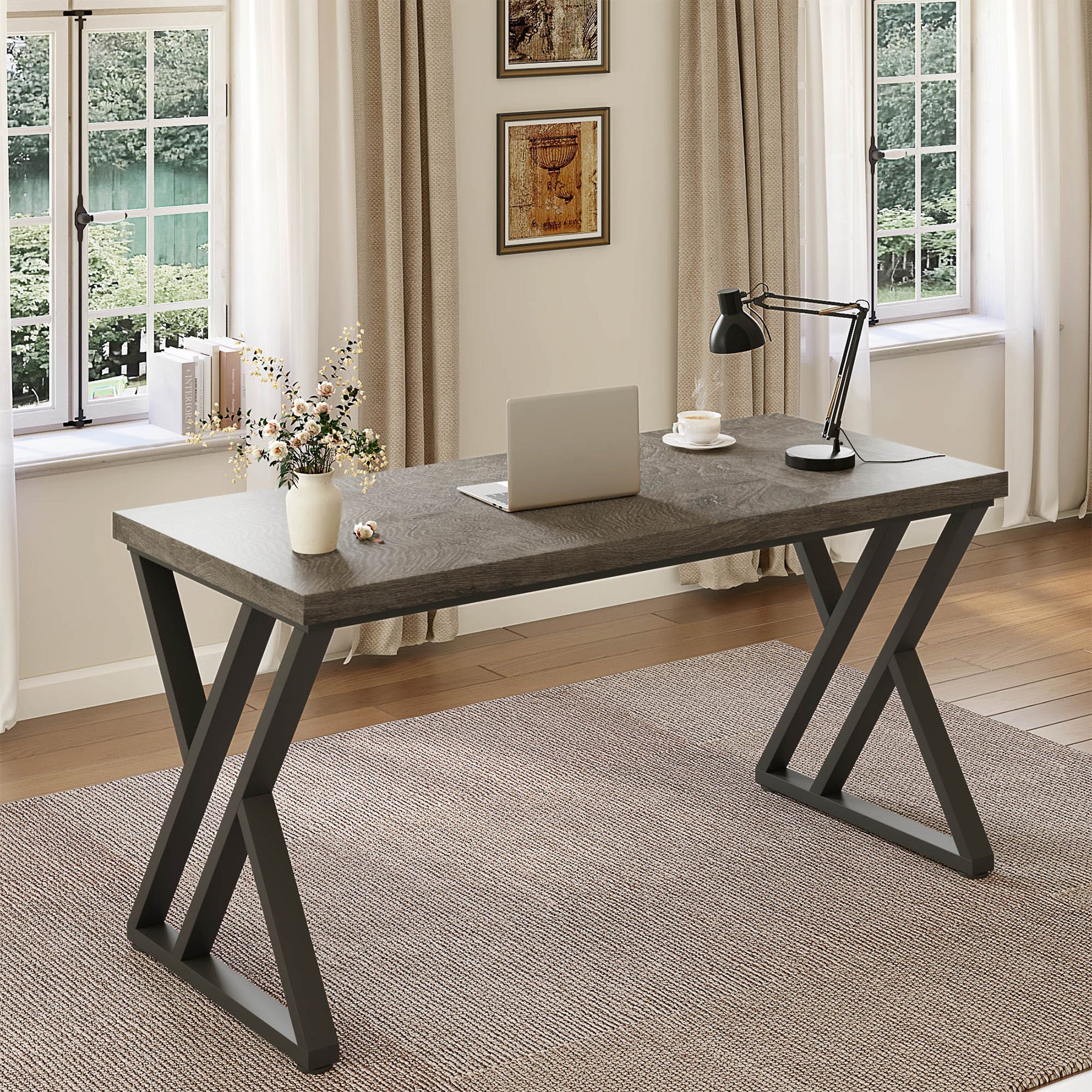 Heavy-Duty Computer Desk, 55" Simple Study Desk Writing Table - Image 8