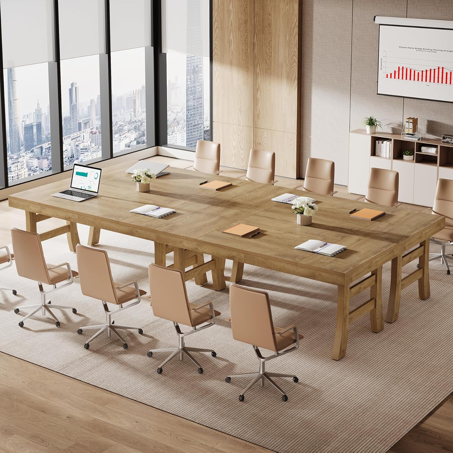 63" Executive Desk, Vintage Office Computer Desk Writing Table with Sturdy Legs - Image 8